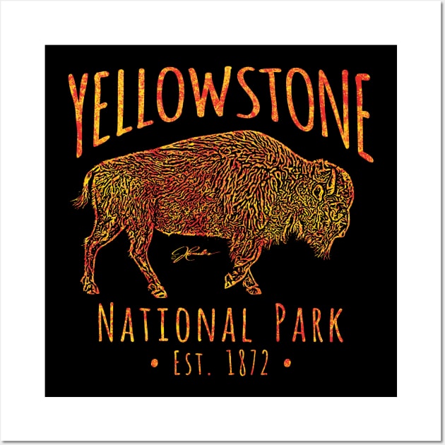 Yellowstone National Park Walking Bison Wall Art by jcombs